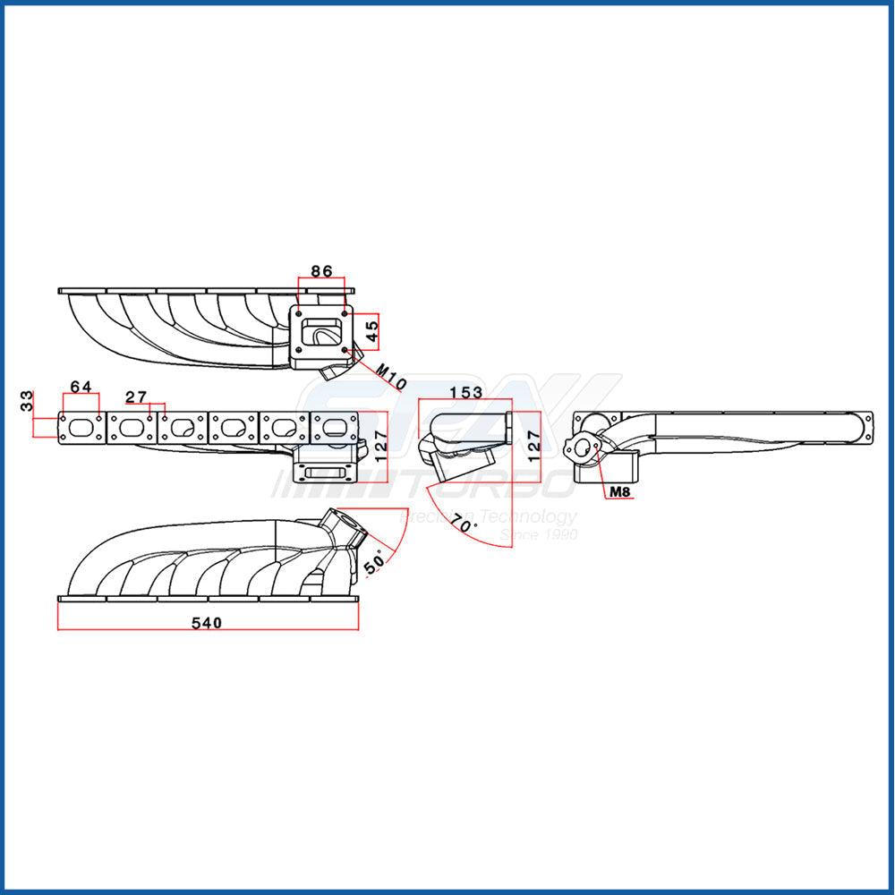 BMW E36 M3 S50 TU M5X Turbo Exhaust Manifold + Wastegate Port Flange