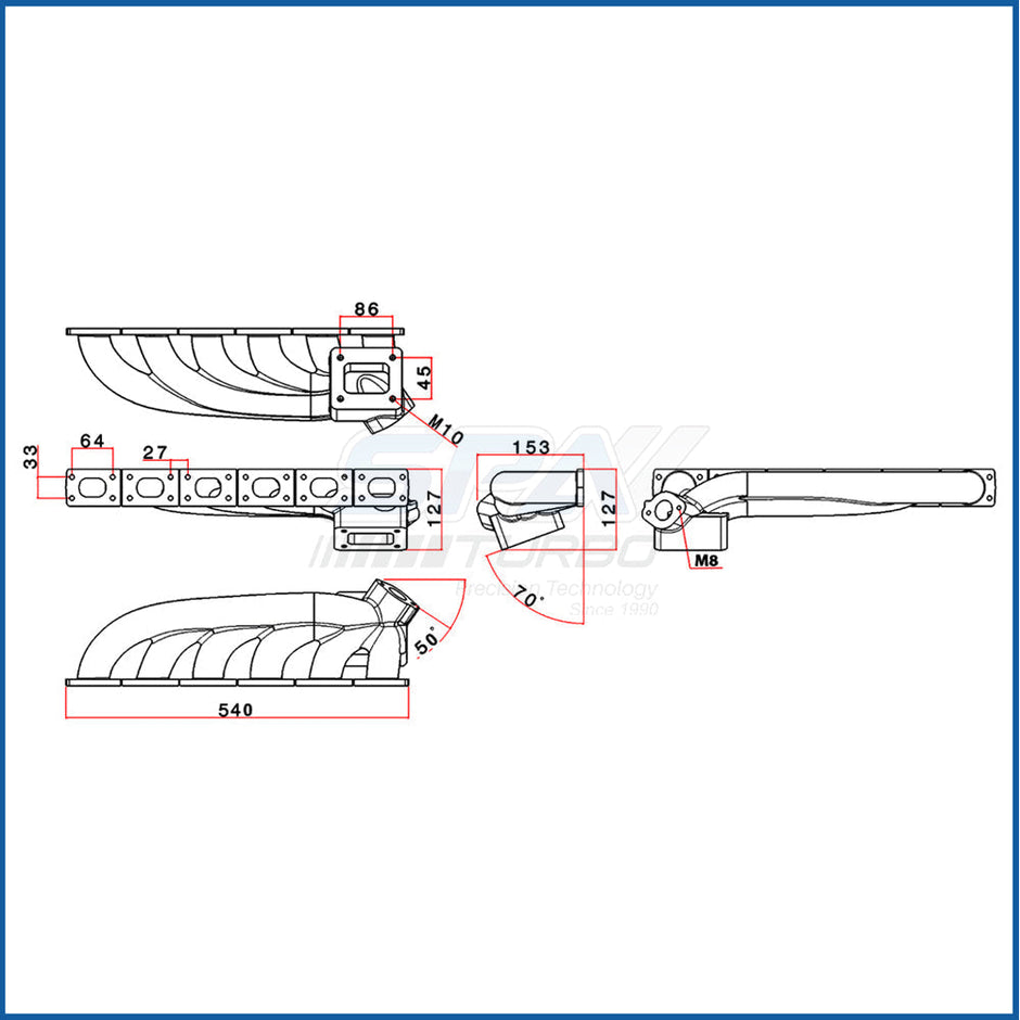 BMW E36 M3 S50 TU M5X Turbo Exhaust Manifold + Wastegate Port Flange
